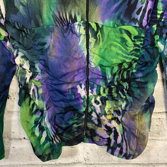 Vintage Y2K Sheer Animal Print Babydoll Empire Waist Long Sleeve Blouse - Picture 4 of 13